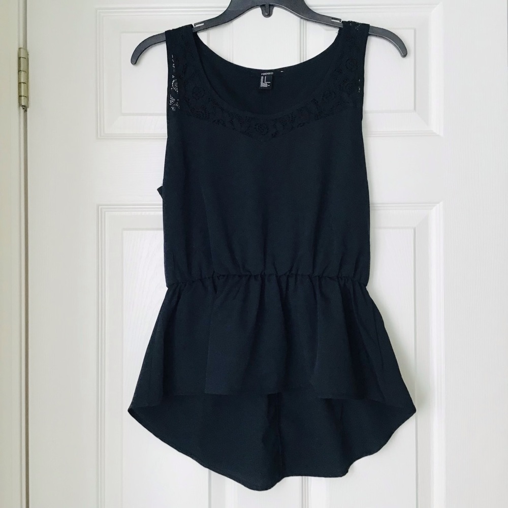 Black Floral Lace Blouse